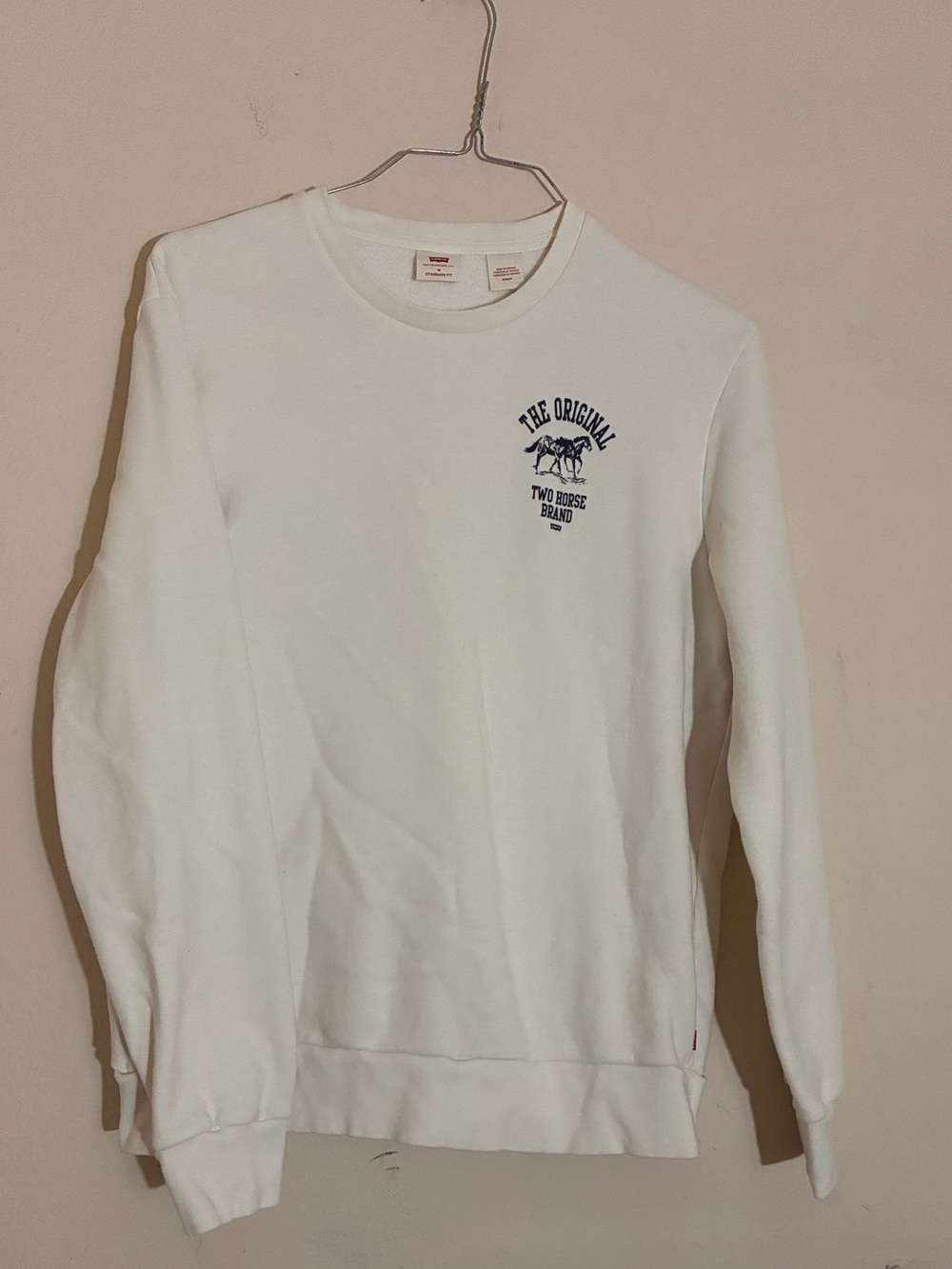 Levi's White Crewneck with Navy Chest Logo